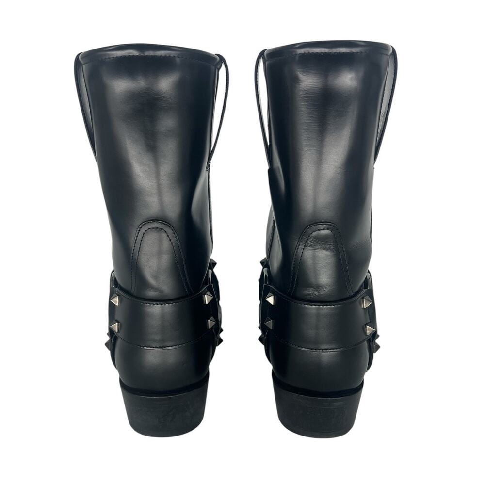 Valentino Garavani Rockstud Calfskin Biker Boots Black 40 - Picture 12 of 16